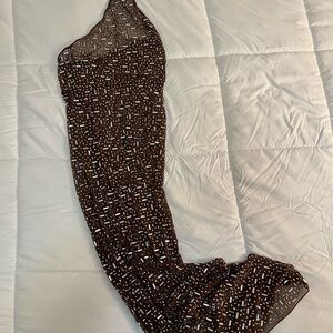 Oh Polly Brown Sequin Embellished sheer dress